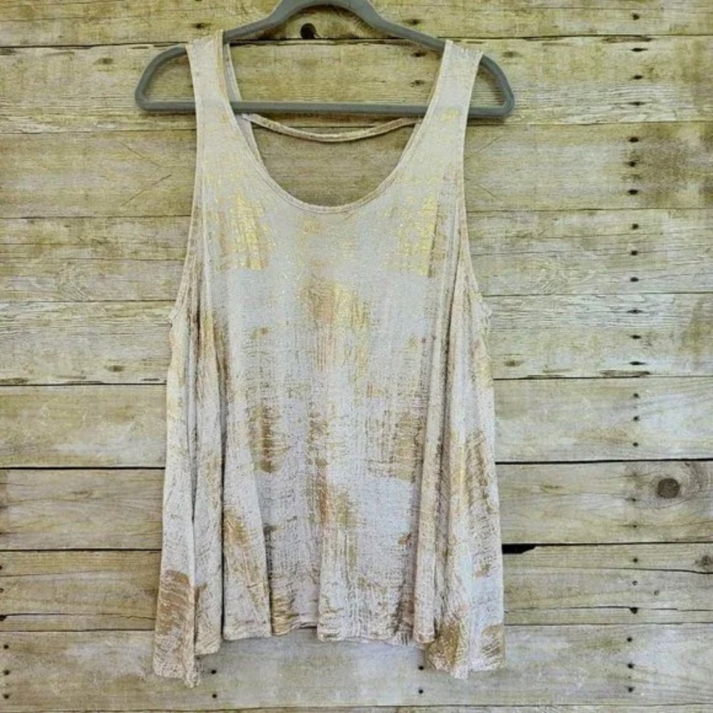 Jennifer Lopez White & Gold Tank Top Blouse Size XL Soft Comfy Top